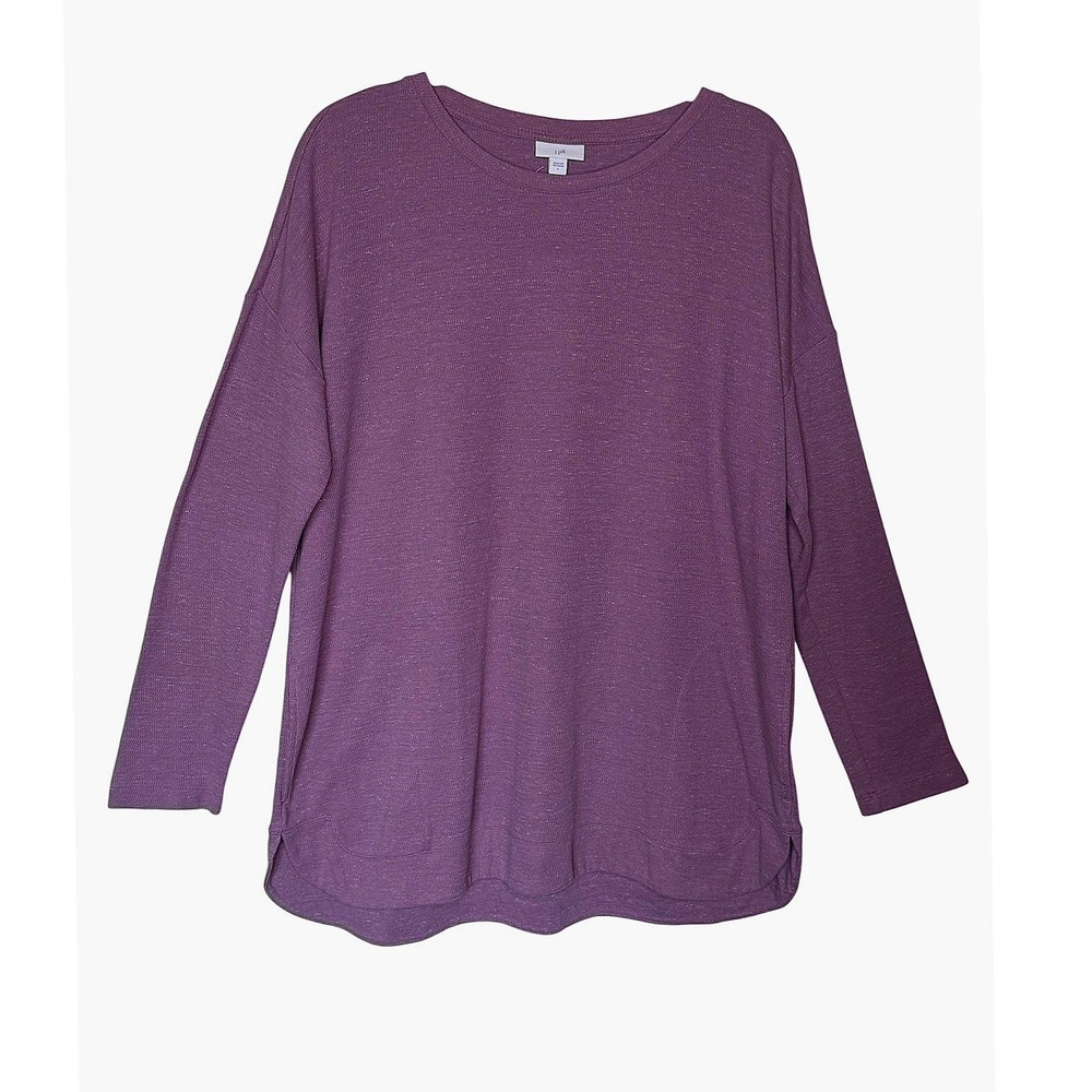 J. Jill Tunic Top Women Large Purple Long Sleeve Cotton Blend Pockets Loungewear